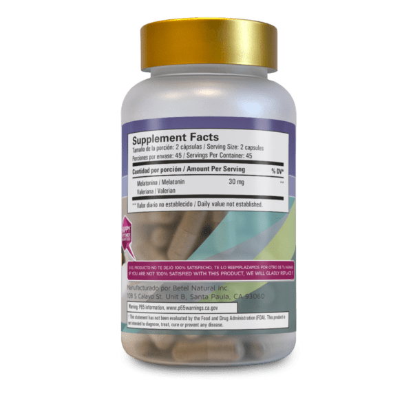 Melatonina 30mg con valeriana cápsulas - Imagen 3