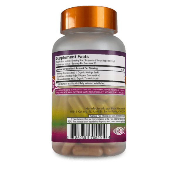 Moringa Guanábana & Cúrcuma Orgánico cápsulas - Imagen 3