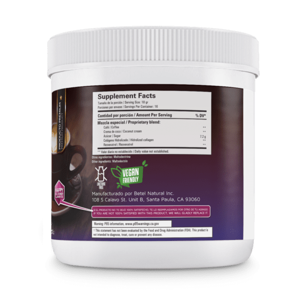 Café  con crema de Coco con Colágeno y Resveratrol - Imagen 3