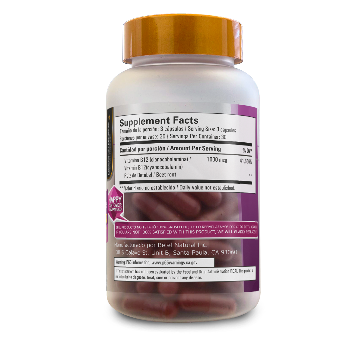 Vitamina B12 con Betabel cápsulas - Imagen 3